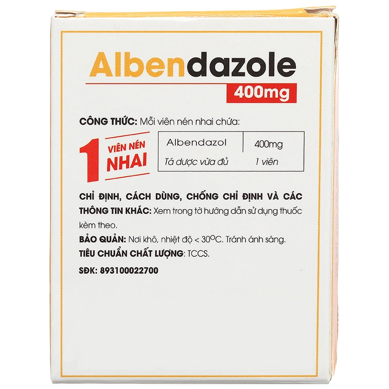 Viên nhai Albendazol Hataphar 400mg trị giun sán (1 vỉ x 1 viên) - 3